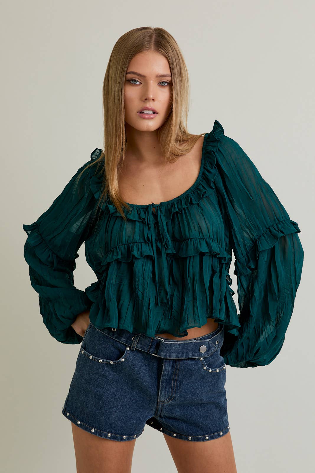 Lisette Blouse (green & rose)