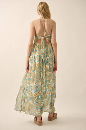 Sunny Bouquet Tie-Back Halter Maxi Dress