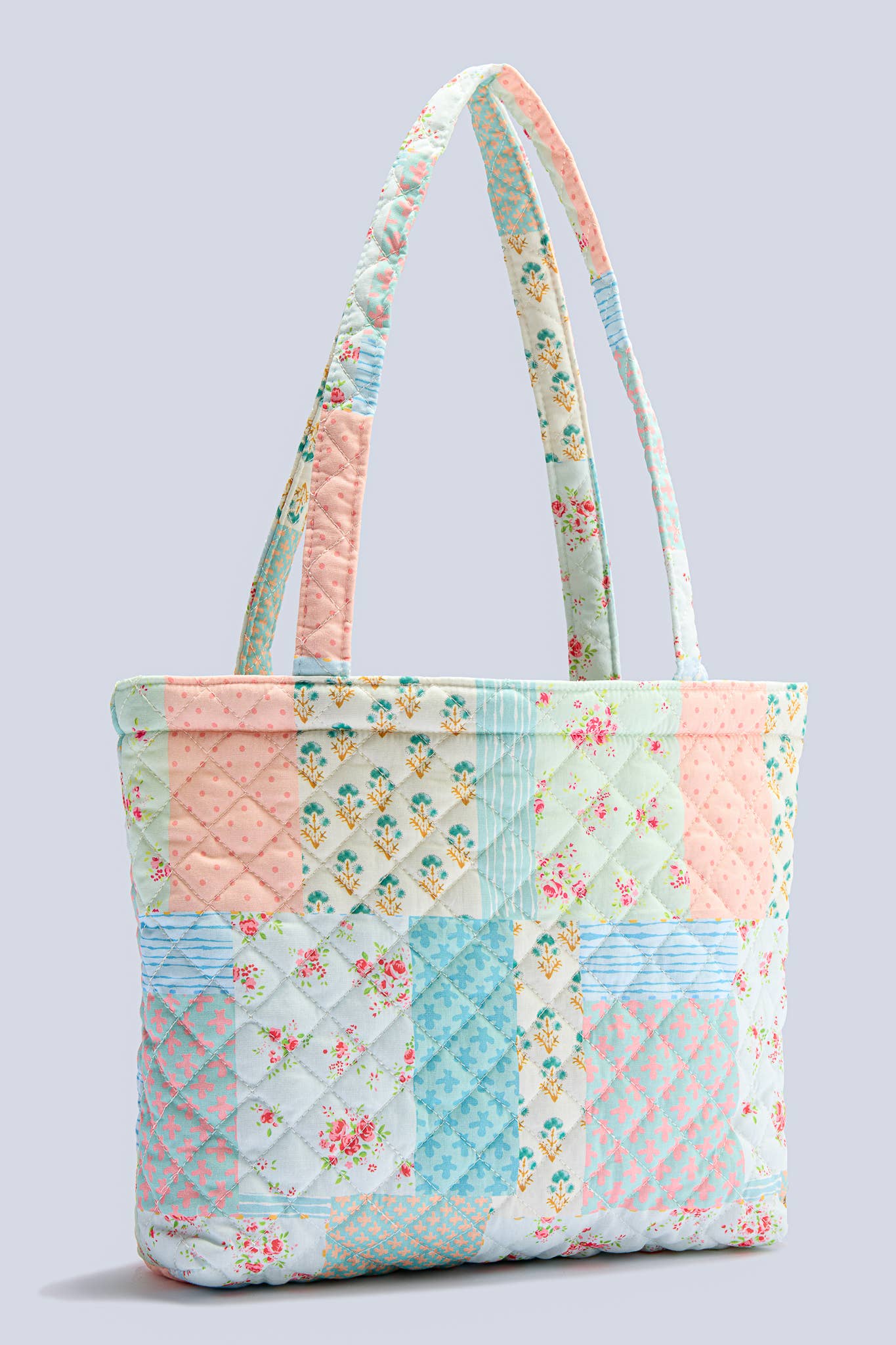 Garden Bloom Patchwork Quilted Tote Bag