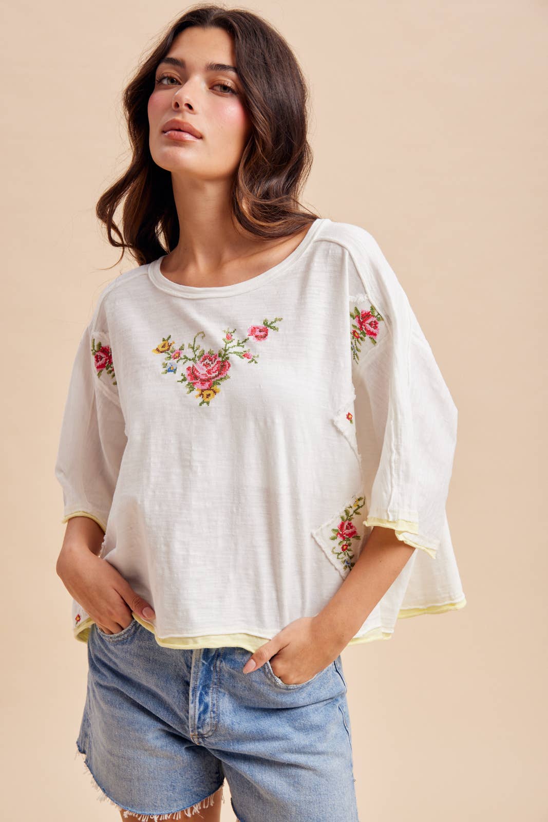 Floral Embroidered Tee