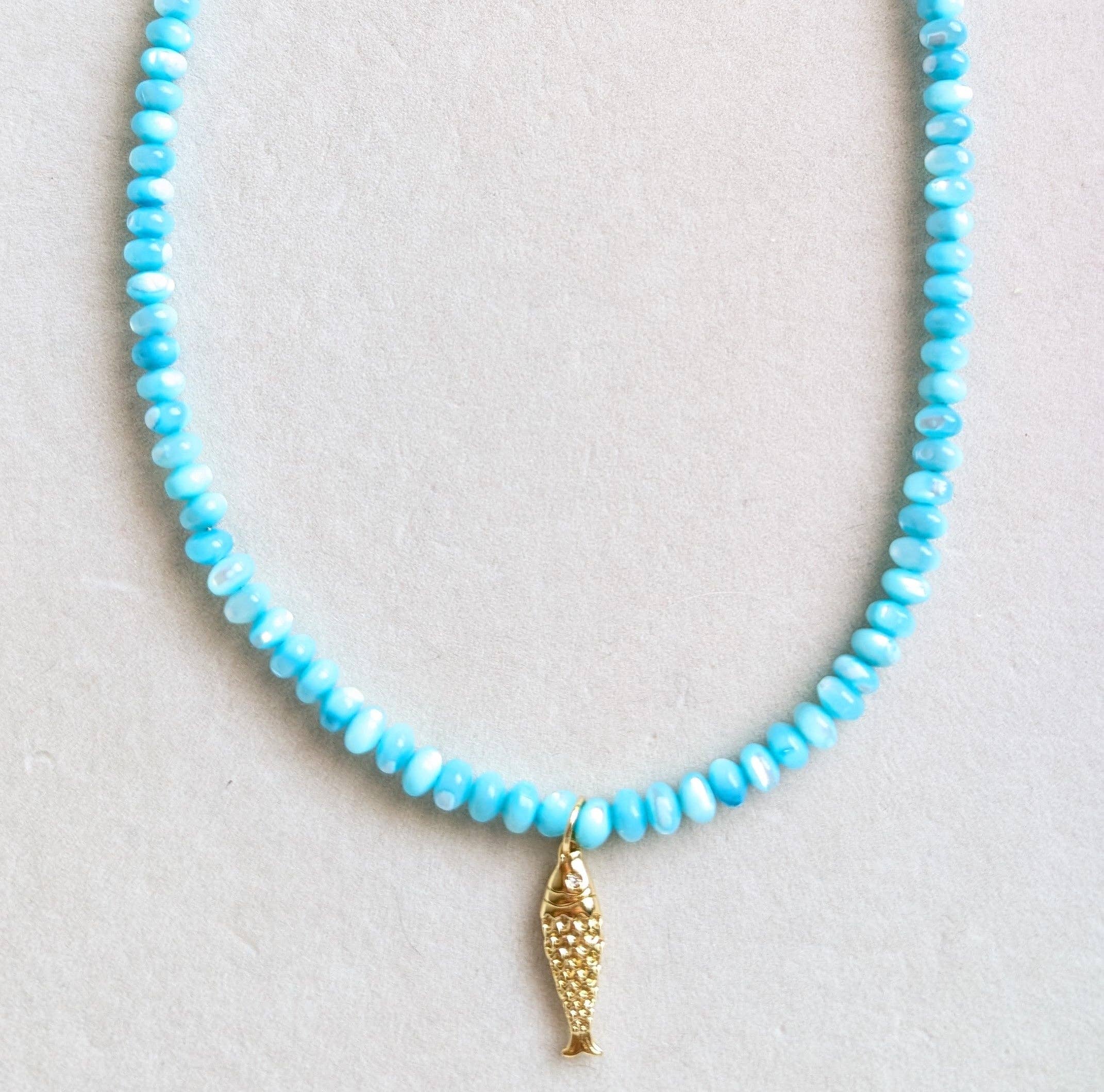Coastal Catch Beaded Fish Necklace