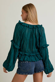 Lisette Blouse (green & rose)