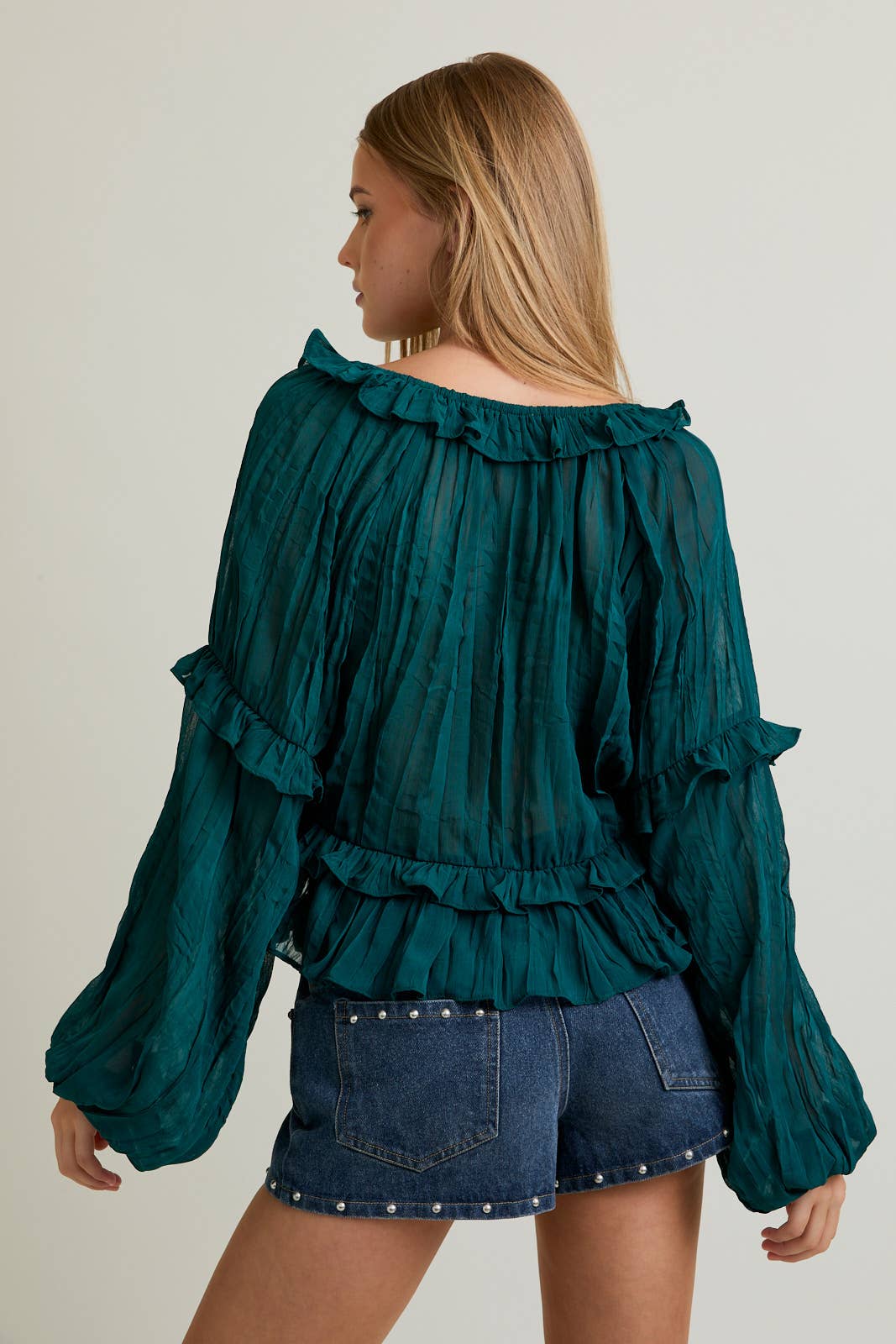 Lisette Blouse (green & rose)