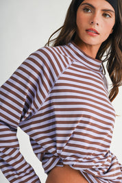 Mock Neck Oversized Long Sleeve Tee