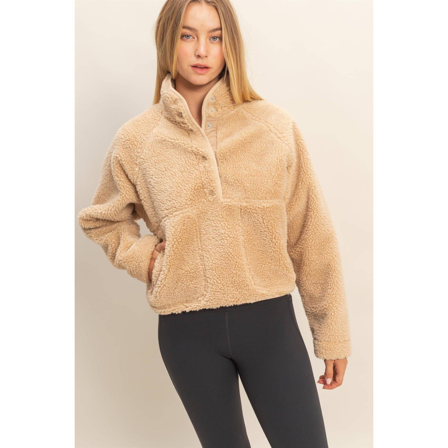 Wrapped In Cozy Sherpa Half Snap Jacket