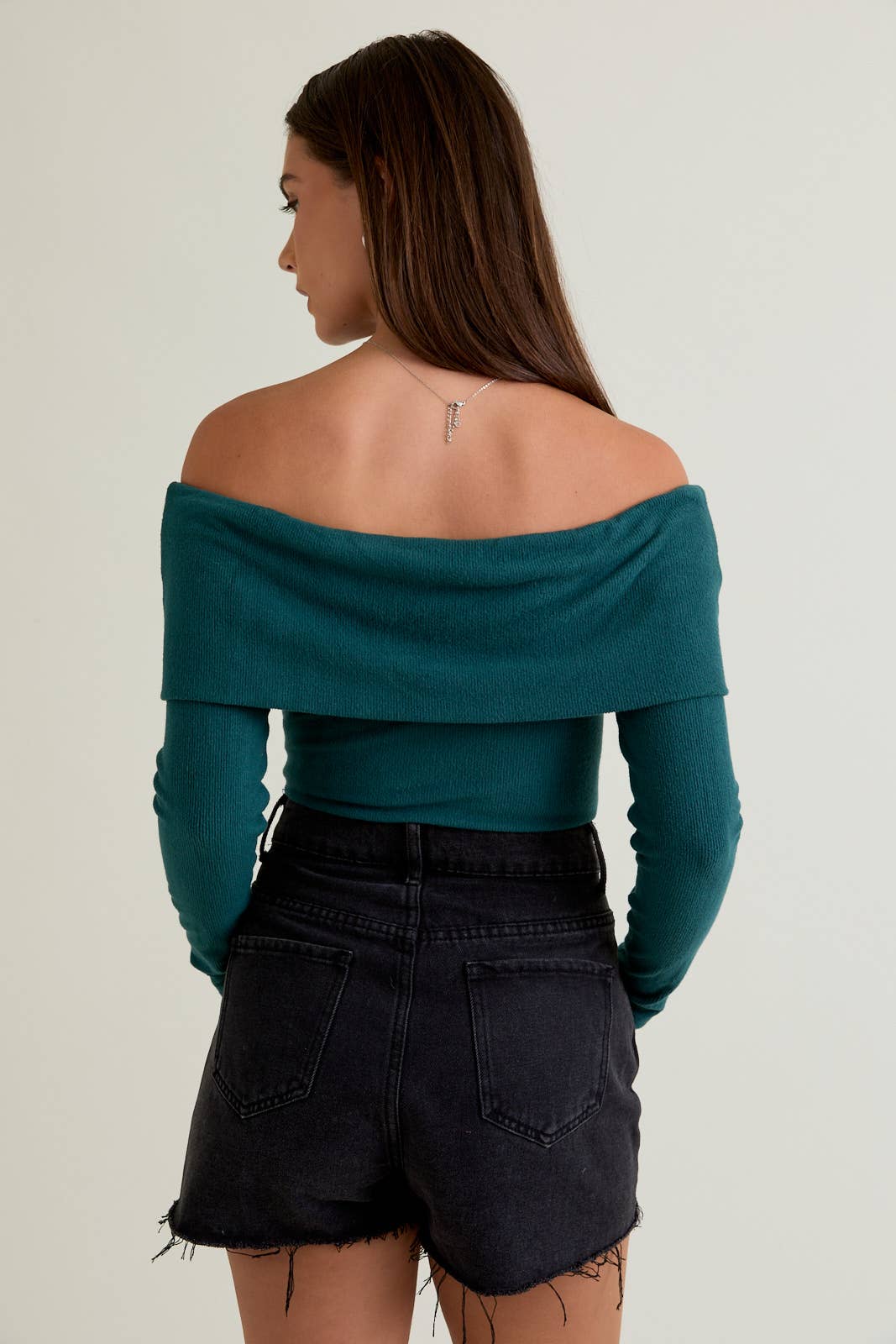 Classic Off The Shoulder Bodysuit (green & crimson)