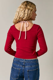 Long Sleeve Layered Halter Top