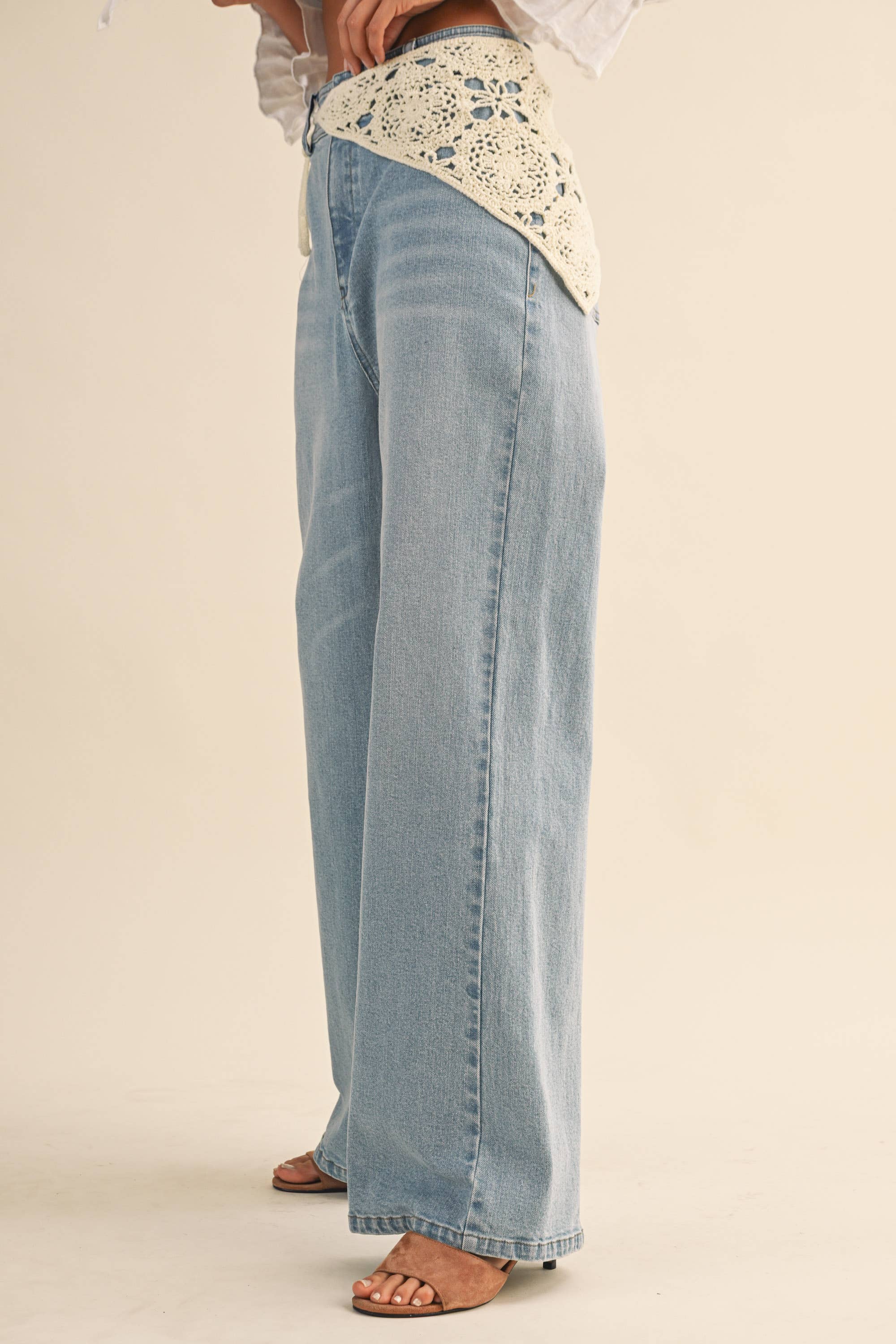 Charlie Crochet Scarf Accent Jeans