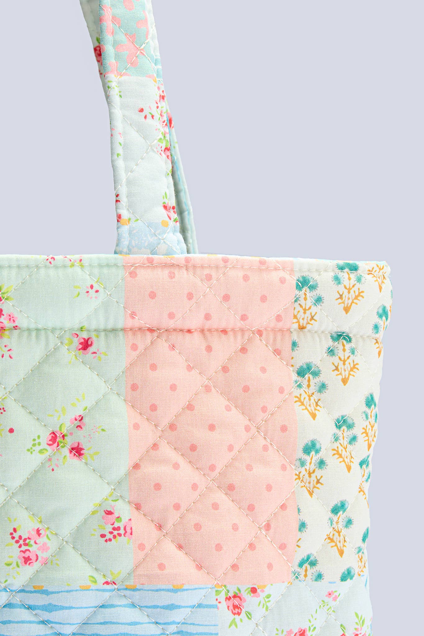 Garden Bloom Patchwork Quilted Tote Bag
